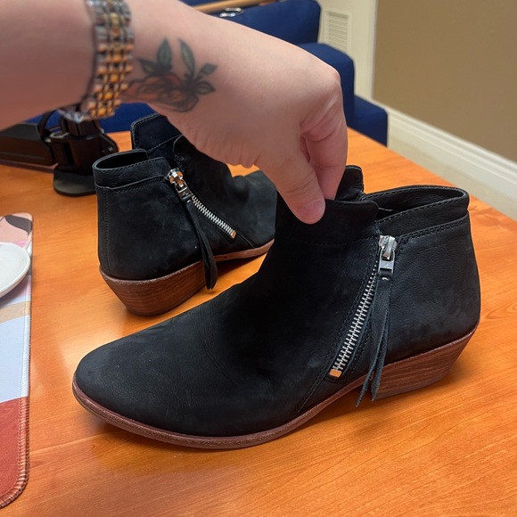 Sam Edelman PACKER Womens 8M Black Suede Leather DualSide Zips Ankle Boots Fall - Picture 13 of 13